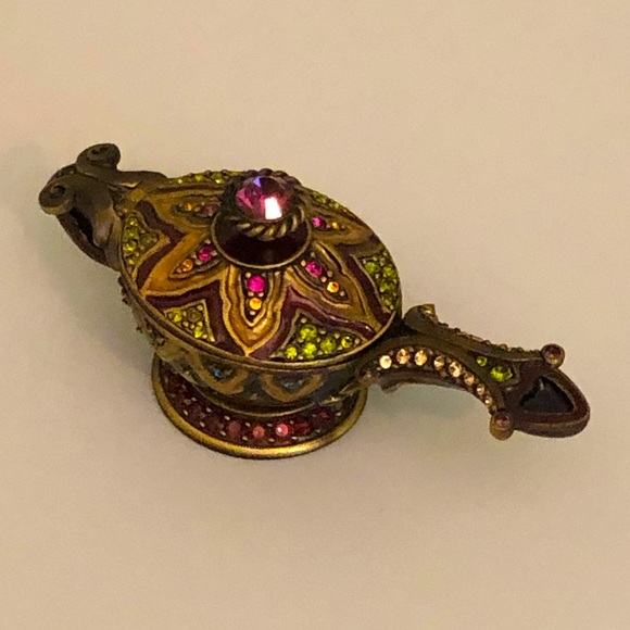 Jay Strongwater Aladdin genie lamp trinket box enamel Crystal mint condition - Picture 3 of 14